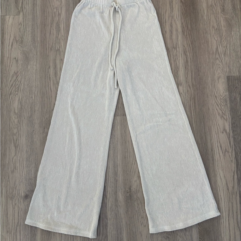 Beige Wide-Leg Pants